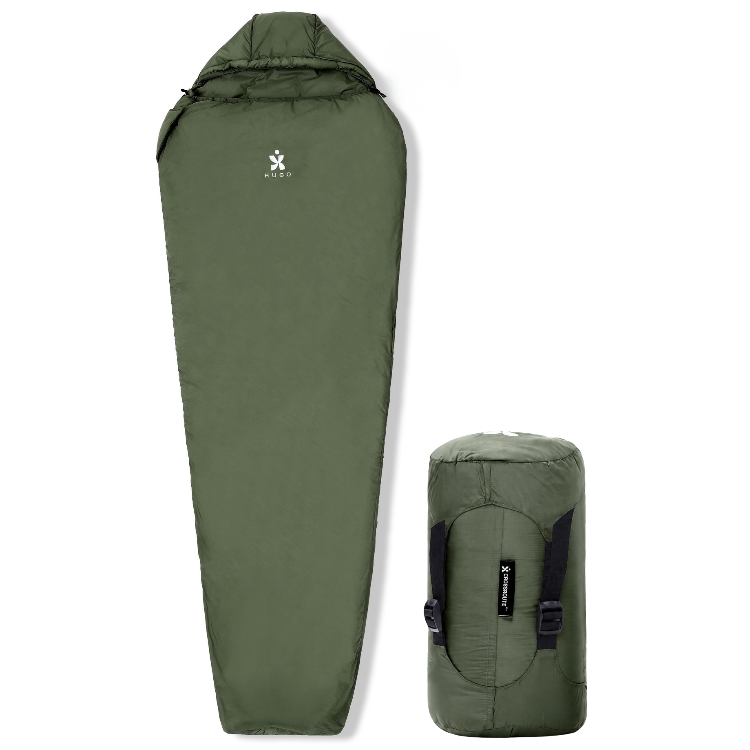 Hugo 0°C to 7°C mummy sleeping bag with compression sack