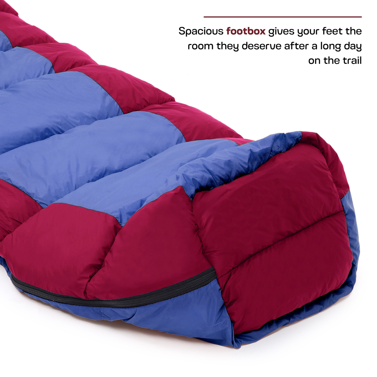 Scout mummy sleeping bag with spacious footbox