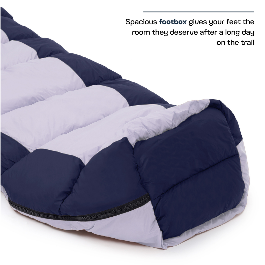 Scout mummy sleeping bag with spacious footbox