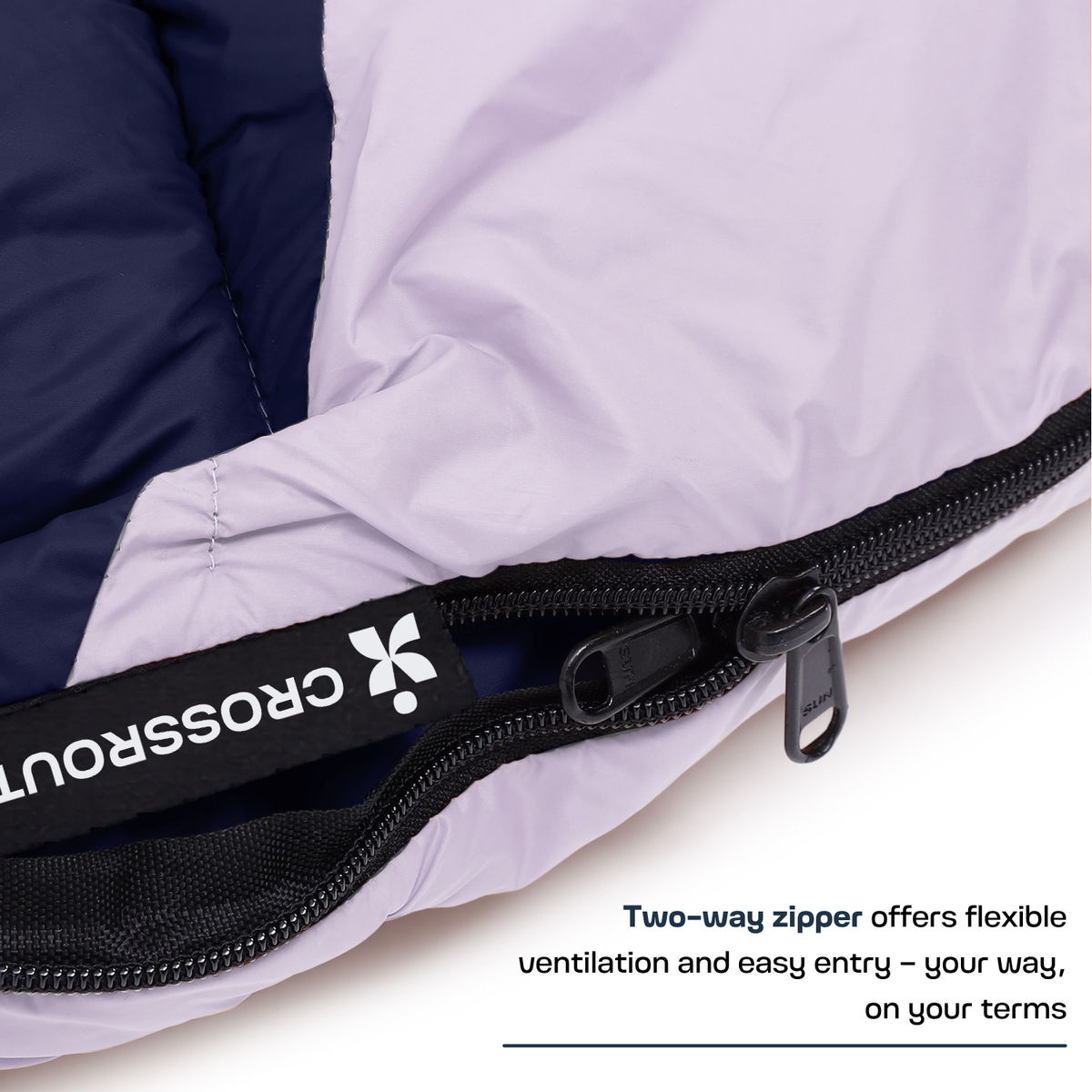 Scout mummy sleeping bag with two-way zipper