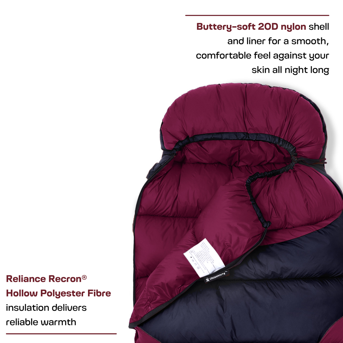 Scout mummy sleeping bag with Recron® hollow polyester fibre insulation