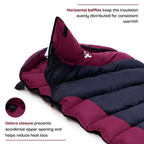 Scout mummy sleeping bag with horizontal baffles