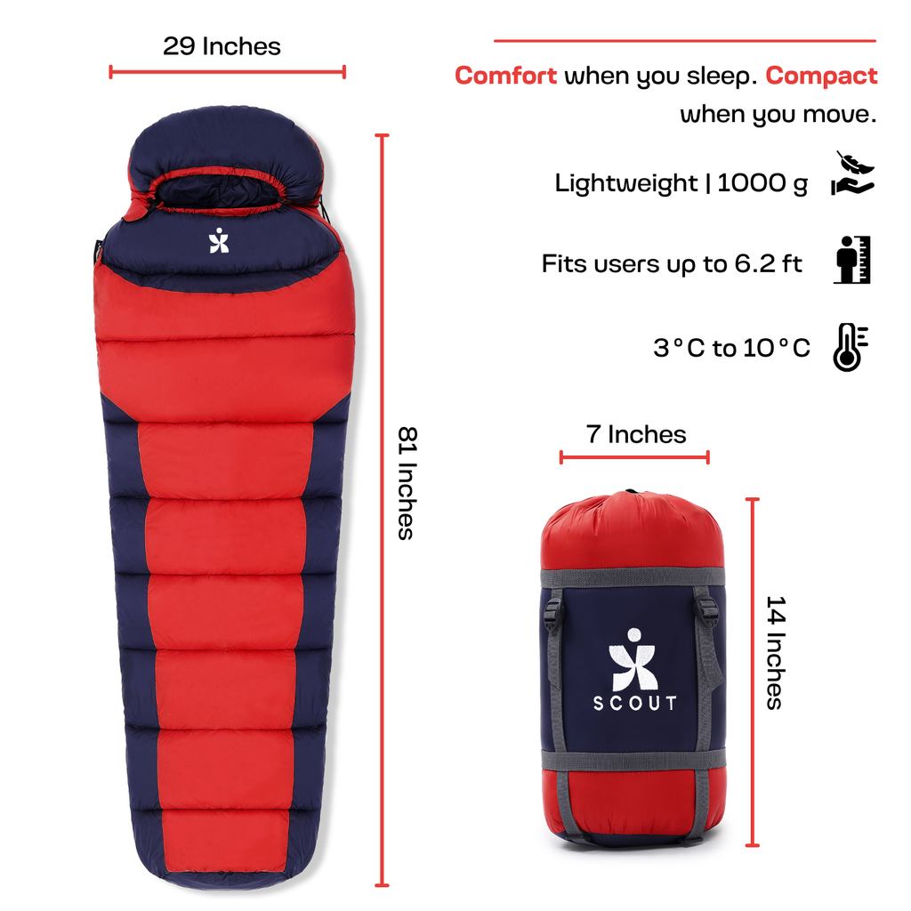 Scout mummy sleeping bag dimensions and packed size