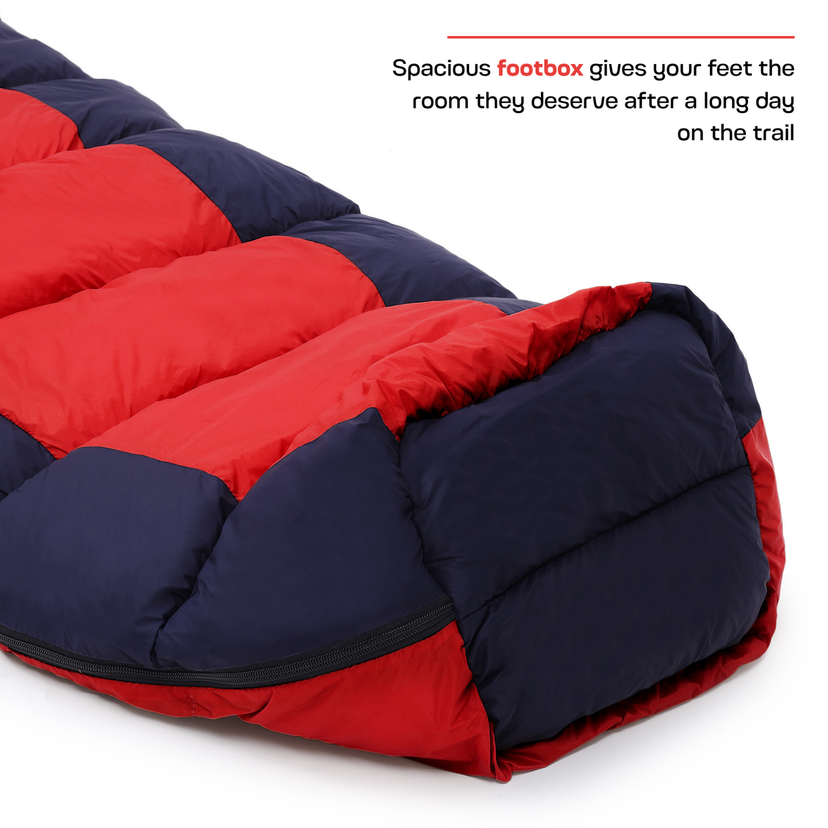 Scout mummy sleeping bag with spacious footbox